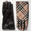 Checked Wool and Cashmere-Blend and Leather Gloves