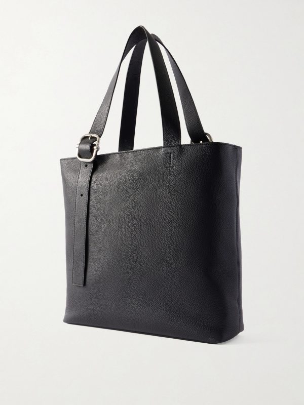 Loop Logo-Debossed Full-Grain Leather Tote Bag - BK Loop Logo-Debossed Full-Grain Leather Tote Bag - BK