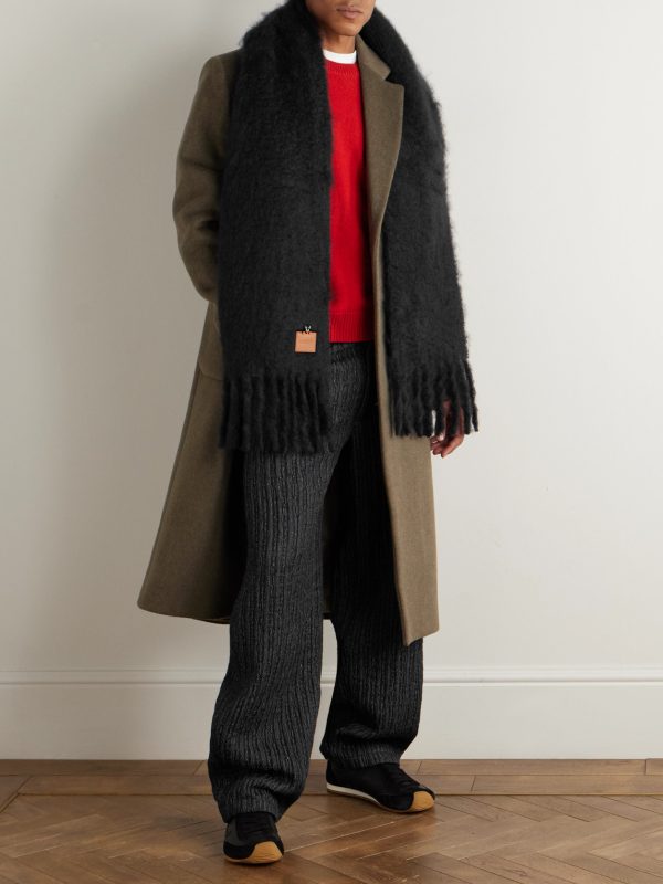 Logo-Appliquéd Fringed Mohair and Wool-Blend Scarf - OU Logo-Appliquéd Fringed Mohair and Wool-Blend Scarf - OU
