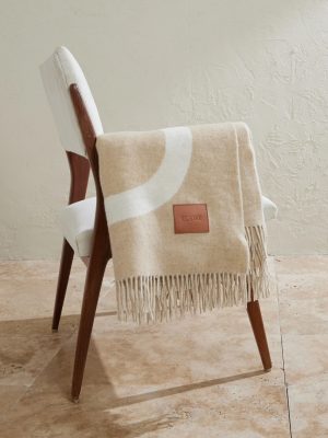 Anagram Leather-Appliquéd Fringed Logo-Jacquard Wool Blanket