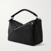 Puzzle Edge Large Logo-Debossed Full-Grain Leather Messenger Bag - BK Puzzle Edge Large Logo-Debossed Full-Grain Leather Messenger Bag - BK