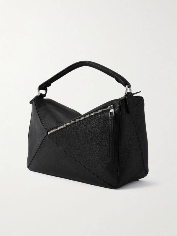 Puzzle Edge Large Logo-Debossed Full-Grain Leather Messenger Bag - BK Puzzle Edge Large Logo-Debossed Full-Grain Leather Messenger Bag - BK
