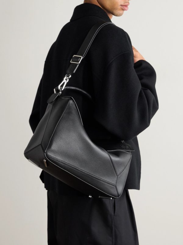 Puzzle Edge Large Logo-Debossed Full-Grain Leather Messenger Bag - OU Puzzle Edge Large Logo-Debossed Full-Grain Leather Messenger Bag - OU