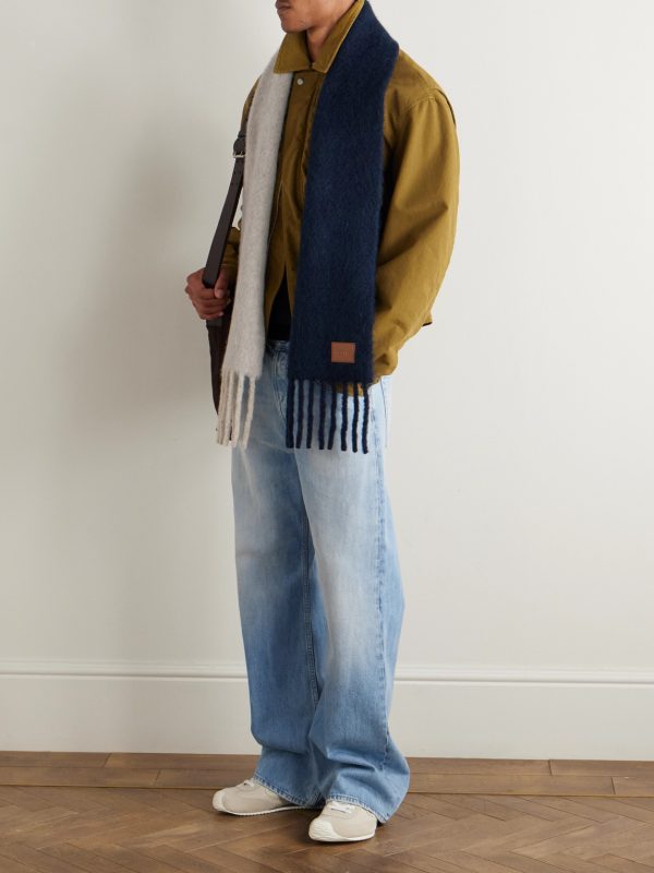 Logo-Appliquéd Fringed Two-Tone Alpaca and Wool-Blend Scarf - OU Logo-Appliquéd Fringed Two-Tone Alpaca and Wool-Blend Scarf - OU