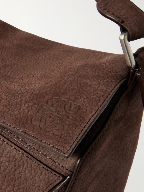 Puzzle Edge Large Logo-Debossed Nubuck Messenger Bag - CU Puzzle Edge Large Logo-Debossed Nubuck Messenger Bag - CU