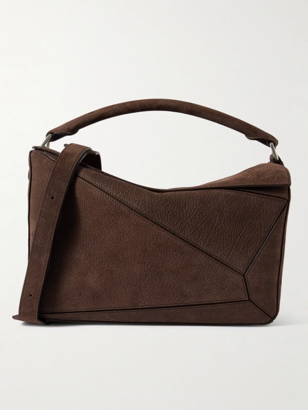 Puzzle Edge Large Logo-Debossed Nubuck Messenger Bag Puzzle Edge Large Logo-Debossed Nubuck Messenger Bag