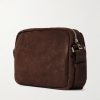 Pebble Embellished Full-Grain Nubuck Messenger Bag - BK Pebble Embellished Full-Grain Nubuck Messenger Bag - BK