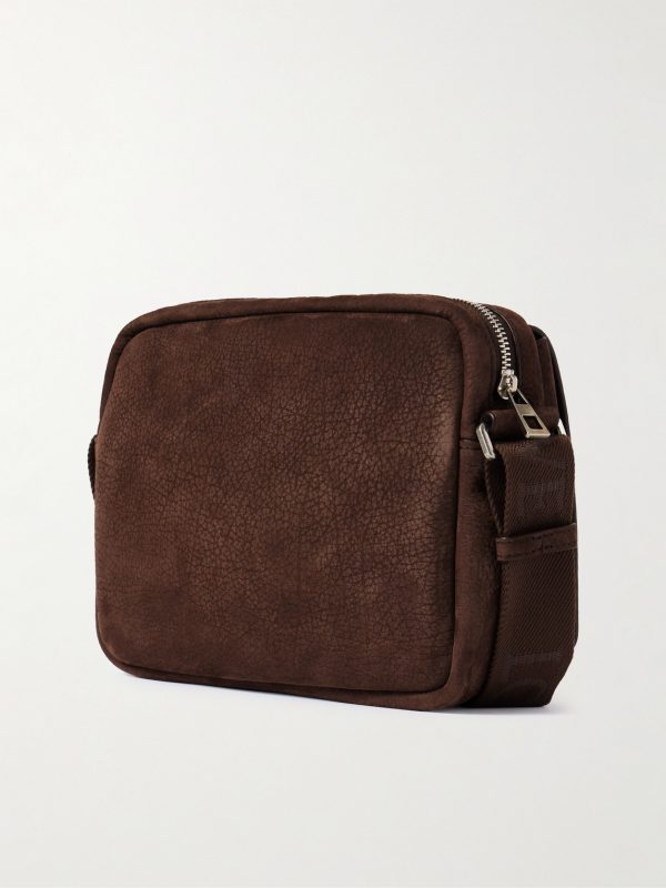 Pebble Embellished Full-Grain Nubuck Messenger Bag - BK Pebble Embellished Full-Grain Nubuck Messenger Bag - BK