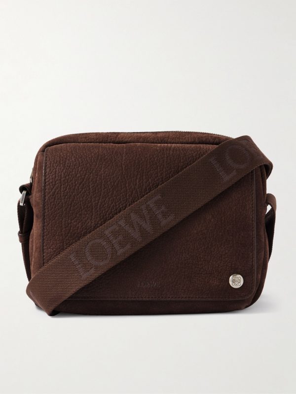 Pebble Embellished Full-Grain Nubuck Messenger Bag Pebble Embellished Full-Grain Nubuck Messenger Bag