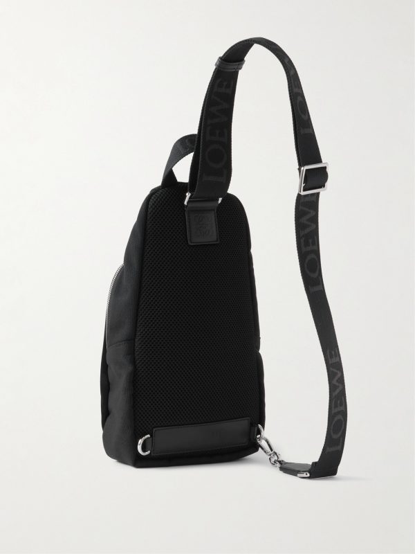 Flex Sling Leather and Suede-Trimmed Canvas Bag - BK