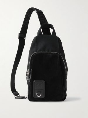 Flex Sling Leather and Suede-Trimmed Canvas Bag Flex Sling Leather and Suede-Trimmed Canvas Bag