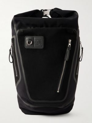 Flex Logo-Embossed Suede and Canvas Backpack