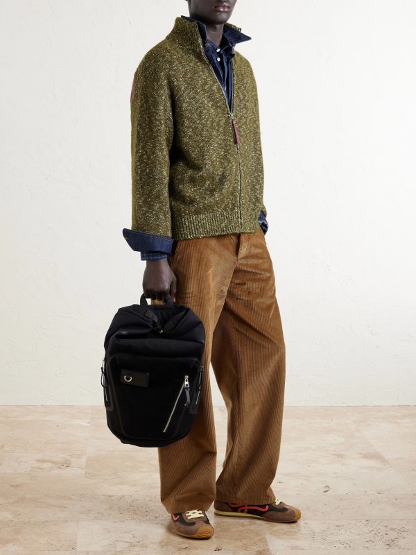 Flex Logo-Embossed Suede and Canvas Backpack - OU