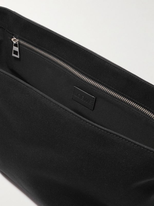 Leather-Trimmed Suede and Canvas Messenger Bag - E1 Leather-Trimmed Suede and Canvas Messenger Bag - E1