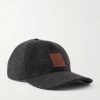 Logo-Appliquéd Leather-Trimmed Wool-Blend Baseball Cap