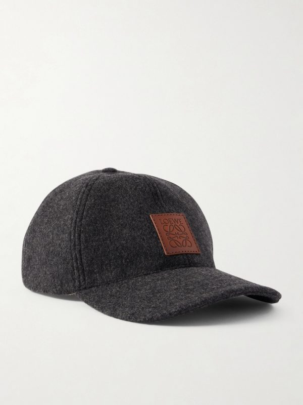 Logo-Appliquéd Leather-Trimmed Wool-Blend Baseball Cap