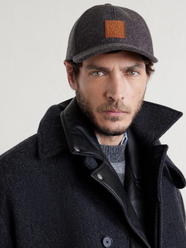 Logo-Appliquéd Leather-Trimmed Wool-Blend Baseball Cap - OU