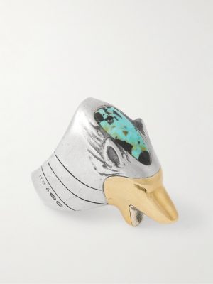 + Yellowstone Forever Lamar Sterling Silver, 18-Karat Gold and Turquoise Ring + Yellowstone Forever Lamar Sterling Silver, 18-Karat Gold and Turquoise Ring
