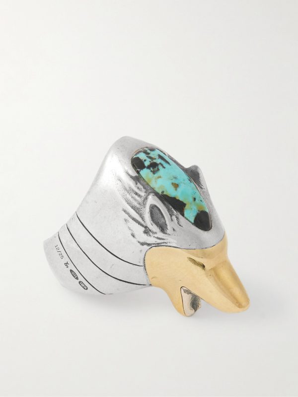 + Yellowstone Forever Lamar Sterling Silver, 18-Karat Gold and Turquoise Ring + Yellowstone Forever Lamar Sterling Silver, 18-Karat Gold and Turquoise Ring