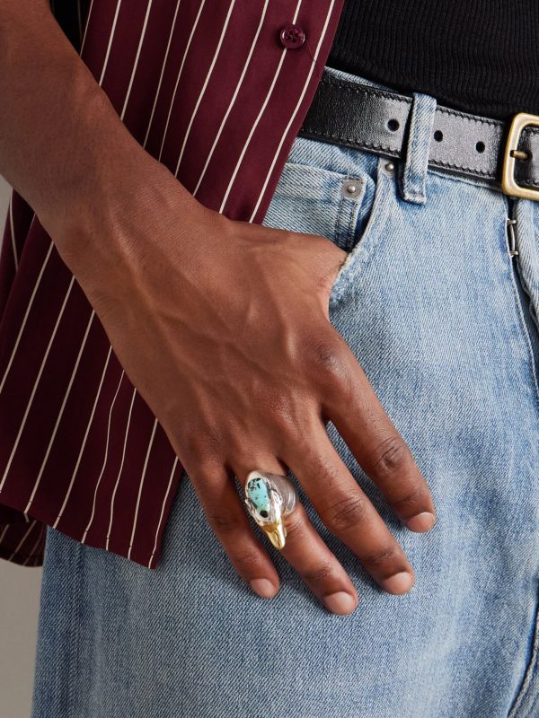 + Yellowstone Forever Lamar Sterling Silver, 18-Karat Gold and Turquoise Ring - OU + Yellowstone Forever Lamar Sterling Silver, 18-Karat Gold and Turquoise Ring - OU
