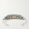 Weston Sterling Silver, Kingman Turquoise and 18-Karat Gold Cuff - BK