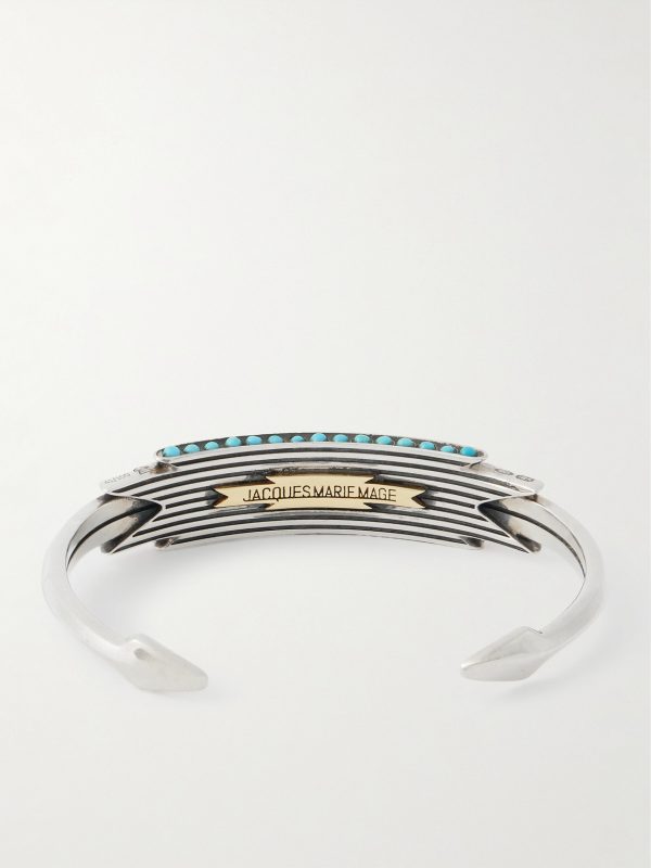 Weston Sterling Silver, Kingman Turquoise and 18-Karat Gold Cuff - BK