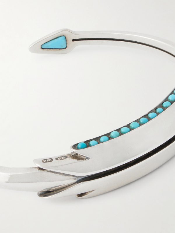 Weston Sterling Silver, Kingman Turquoise and 18-Karat Gold Cuff - CU