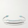 Weston Sterling Silver, Kingman Turquoise and 18-Karat Gold Cuff