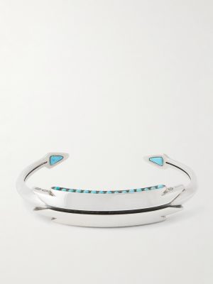 Weston Sterling Silver, Kingman Turquoise and 18-Karat Gold Cuff Weston Sterling Silver, Kingman Turquoise and 18-Karat Gold Cuff