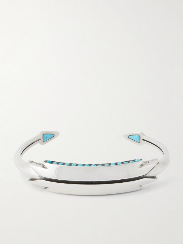 Weston Sterling Silver, Kingman Turquoise and 18-Karat Gold Cuff