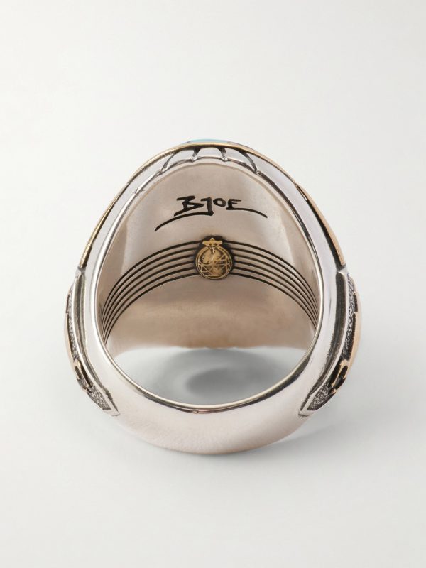 Bo-Jo-Ring Sterling Silver, 18-Karat Gold and Apache Turquoise Ring - BK