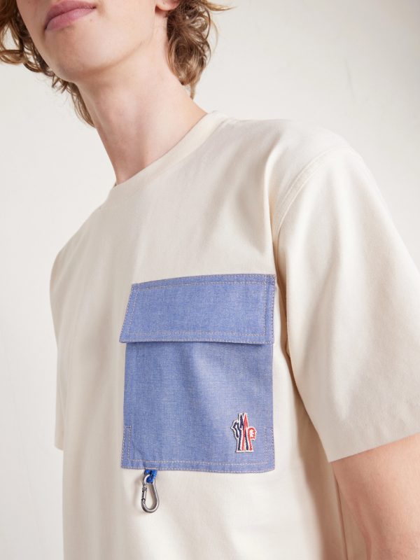 Logo-Appliquéd Chambray-Trimmed Stretch Cotton-Jersey T-Shirt - CU