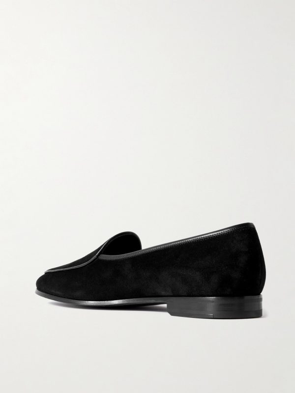 The Belgian Leather-Trimmed Suede Loafers - BK The Belgian Leather-Trimmed Suede Loafers - BK