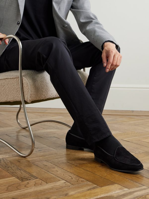 The Belgian Leather-Trimmed Suede Loafers - OU The Belgian Leather-Trimmed Suede Loafers - OU