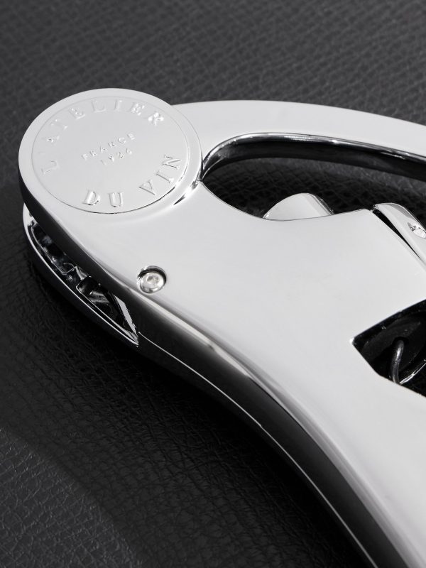 Up & Down Silver-Tone and Leather Corkscrew and Champagne Stopper Set - CU