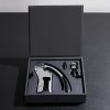 Up & Down Silver-Tone and Leather Corkscrew and Champagne Stopper Set