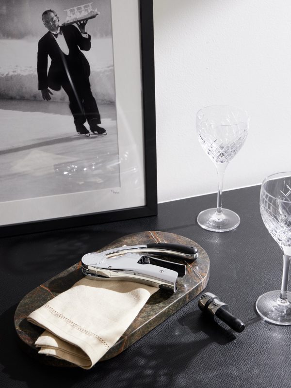 Up & Down Silver-Tone and Leather Corkscrew and Champagne Stopper Set - OU