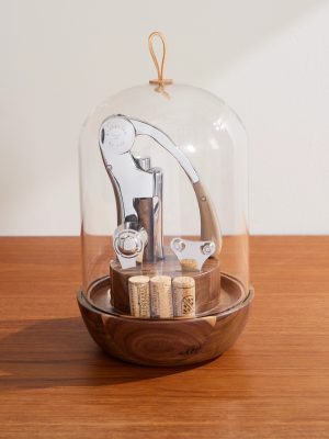Oeno Motion Groom Walnut Wood, Glass and Steel Corkscrew Set