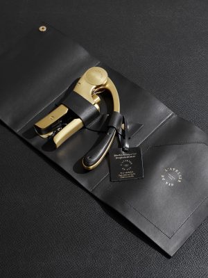 Oeno Motion Nomad Gold-Tone and Leather Corkscrew Set