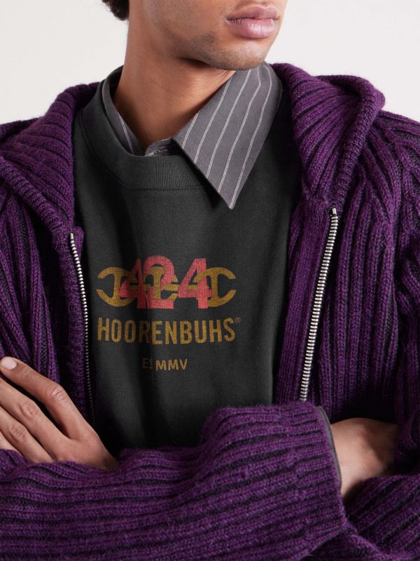 + HOORSENBUHS Logo-Print Distressed Cotton-Jersey T-Shirt - CU + HOORSENBUHS Logo-Print Distressed Cotton-Jersey T-Shirt - CU