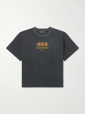 + HOORSENBUHS Logo-Print Distressed Cotton-Jersey T-Shirt + HOORSENBUHS Logo-Print Distressed Cotton-Jersey T-Shirt