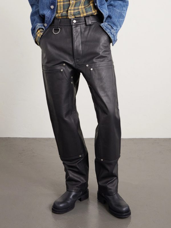+ HOORSENBUHS Straight-Leg Studded Leather Trousers - FR