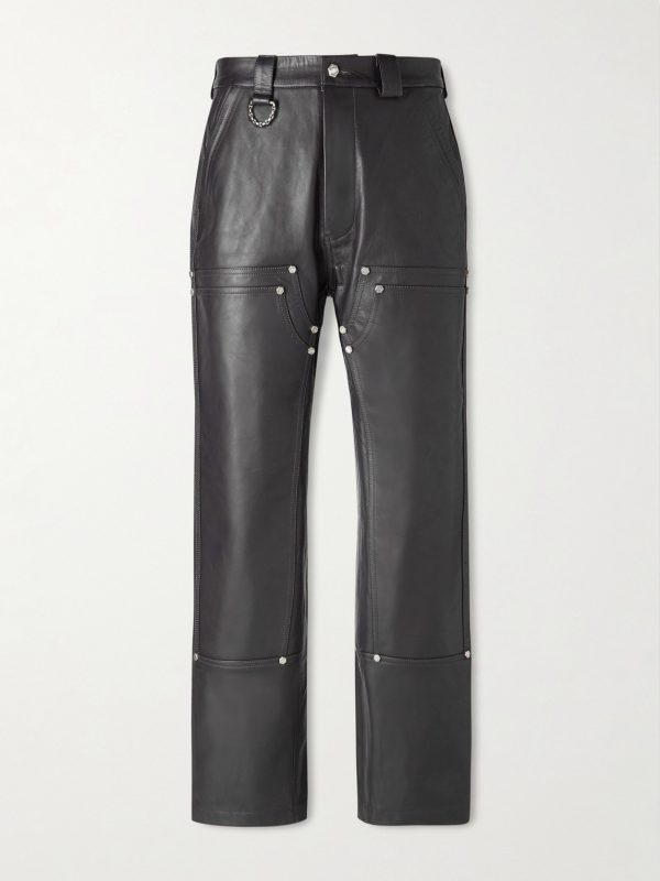 + HOORSENBUHS Straight-Leg Studded Leather Trousers