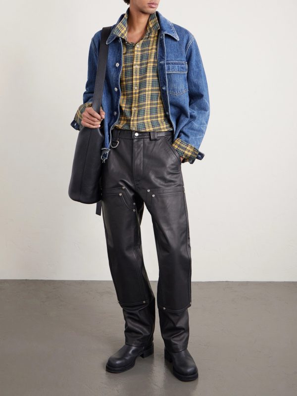 + HOORSENBUHS Straight-Leg Studded Leather Trousers - OU