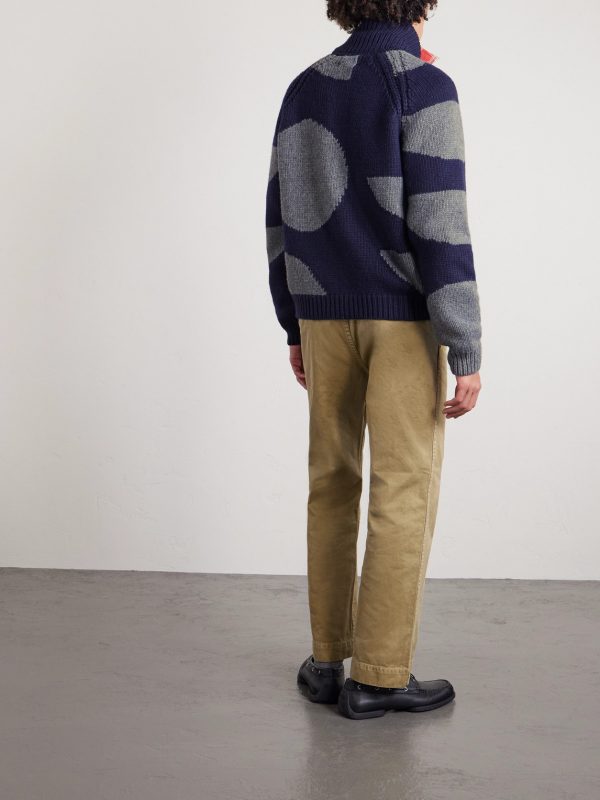 Curve Two-Tone Knitted Zip-Up Cardigan - BK