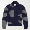 Curve Two-Tone Knitted Zip-Up Cardigan