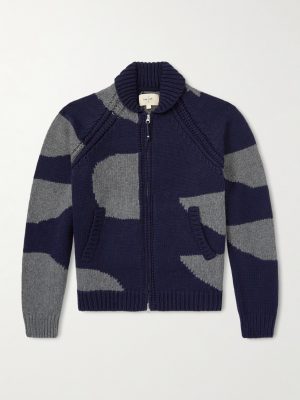 Curve Two-Tone Knitted Zip-Up Cardigan Curve Two-Tone Knitted Zip-Up Cardigan