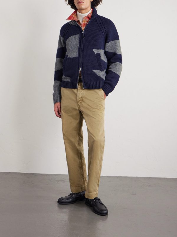Curve Two-Tone Knitted Zip-Up Cardigan - OU