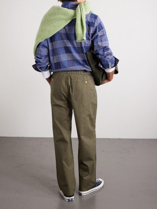 Straight-Leg Cotton-Blend Ripstop Trousers - BK