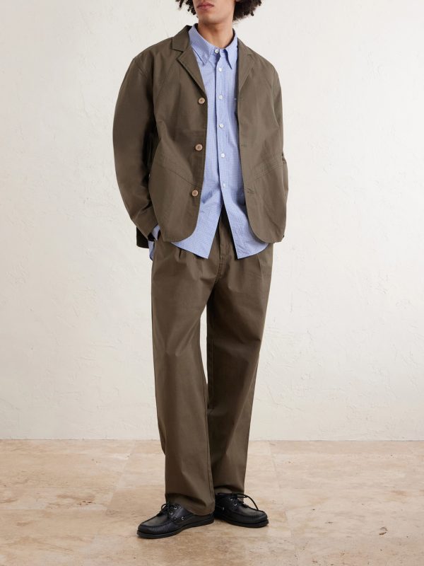 Straight-Leg Cotton-Blend Ripstop Trousers - OU2